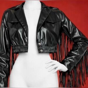 Dolls Kill Faux Leather Punk Grunge Fringe Moto Jacket ♠️